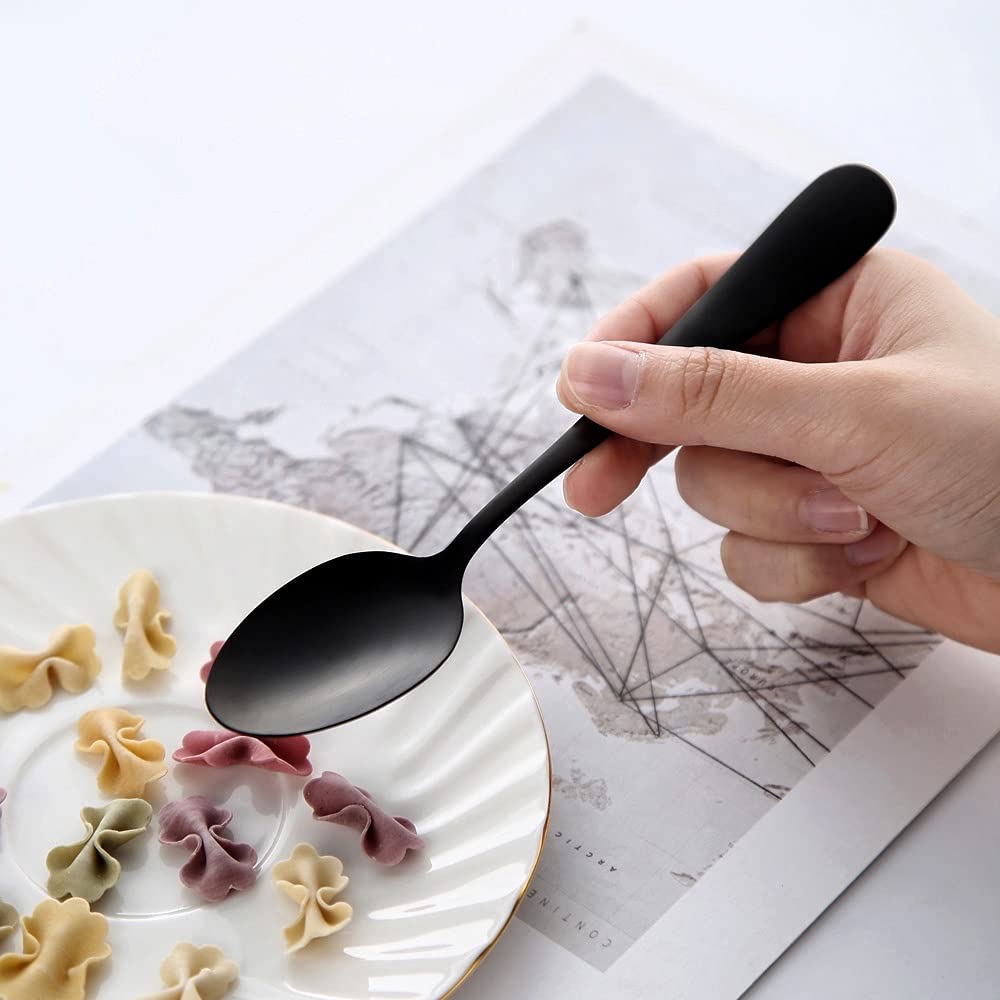 Seeshine black frosting process dinner spoon, elegant service for home or restaurant.