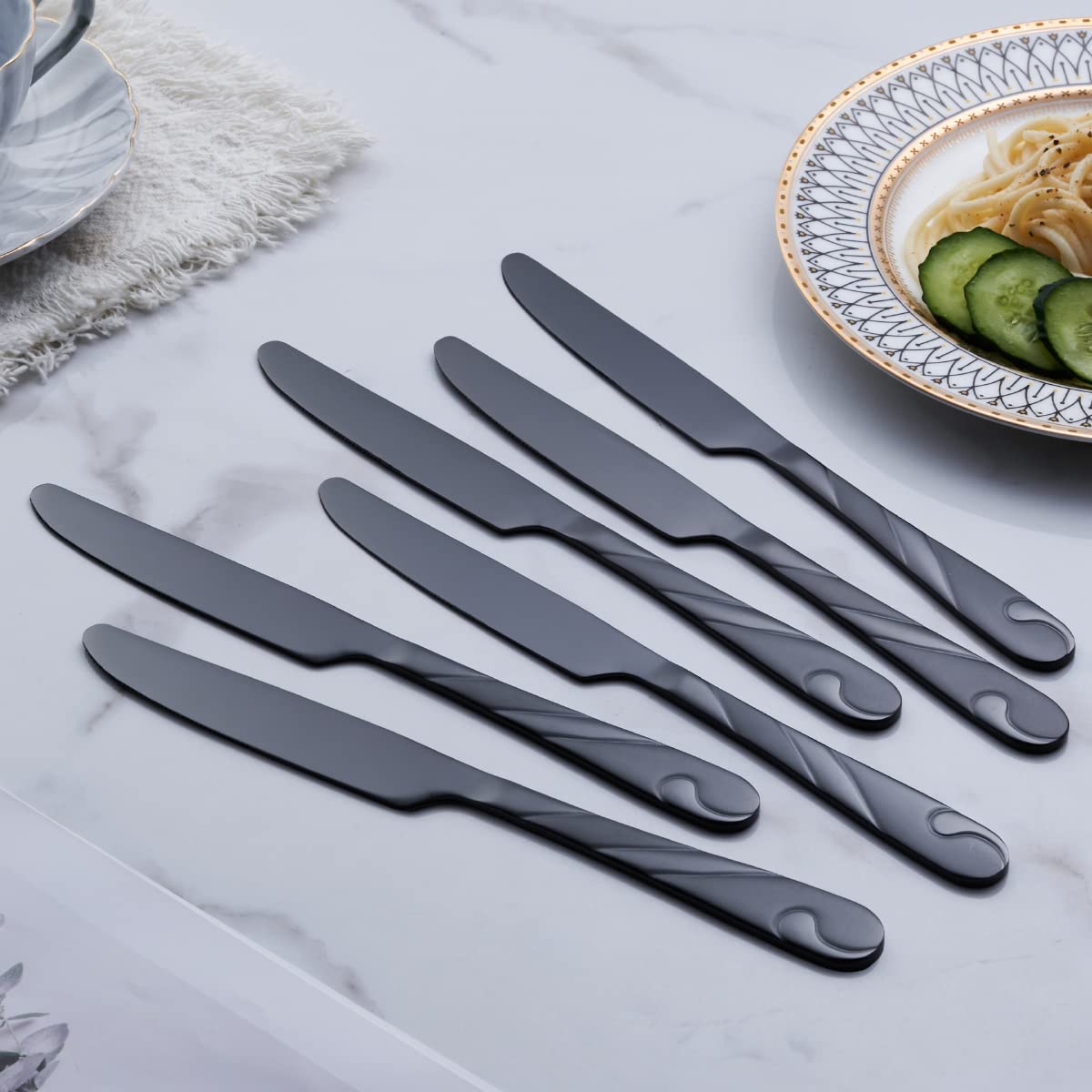 Seeshine Black Silverware Set 60-piece collection for 12 settings