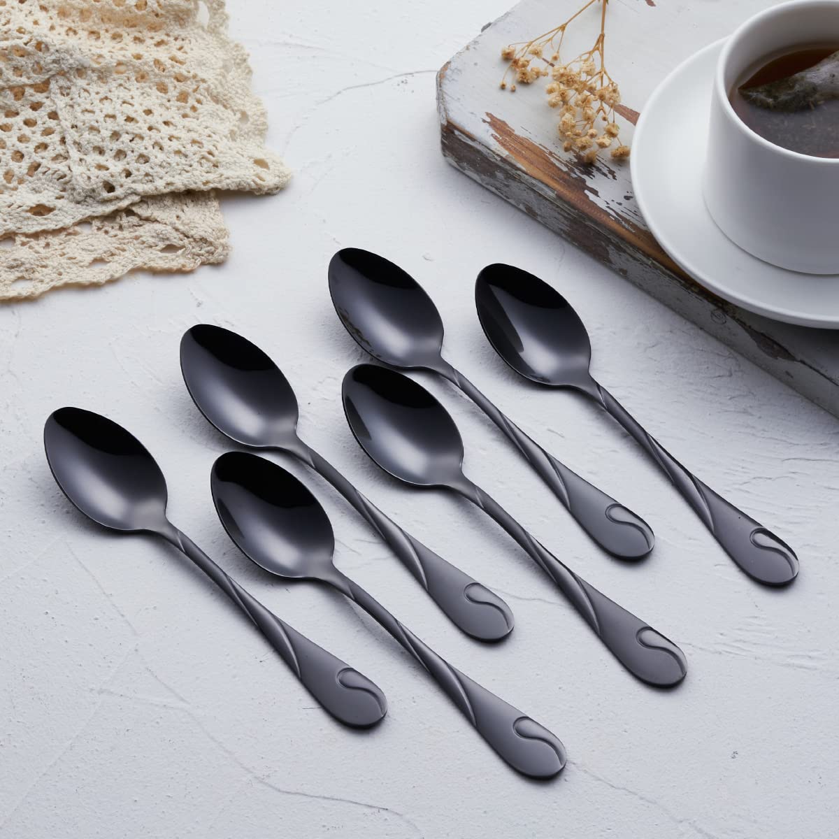 Seeshine black silverware set 8 salad forks for versatile tableware during gatherings.