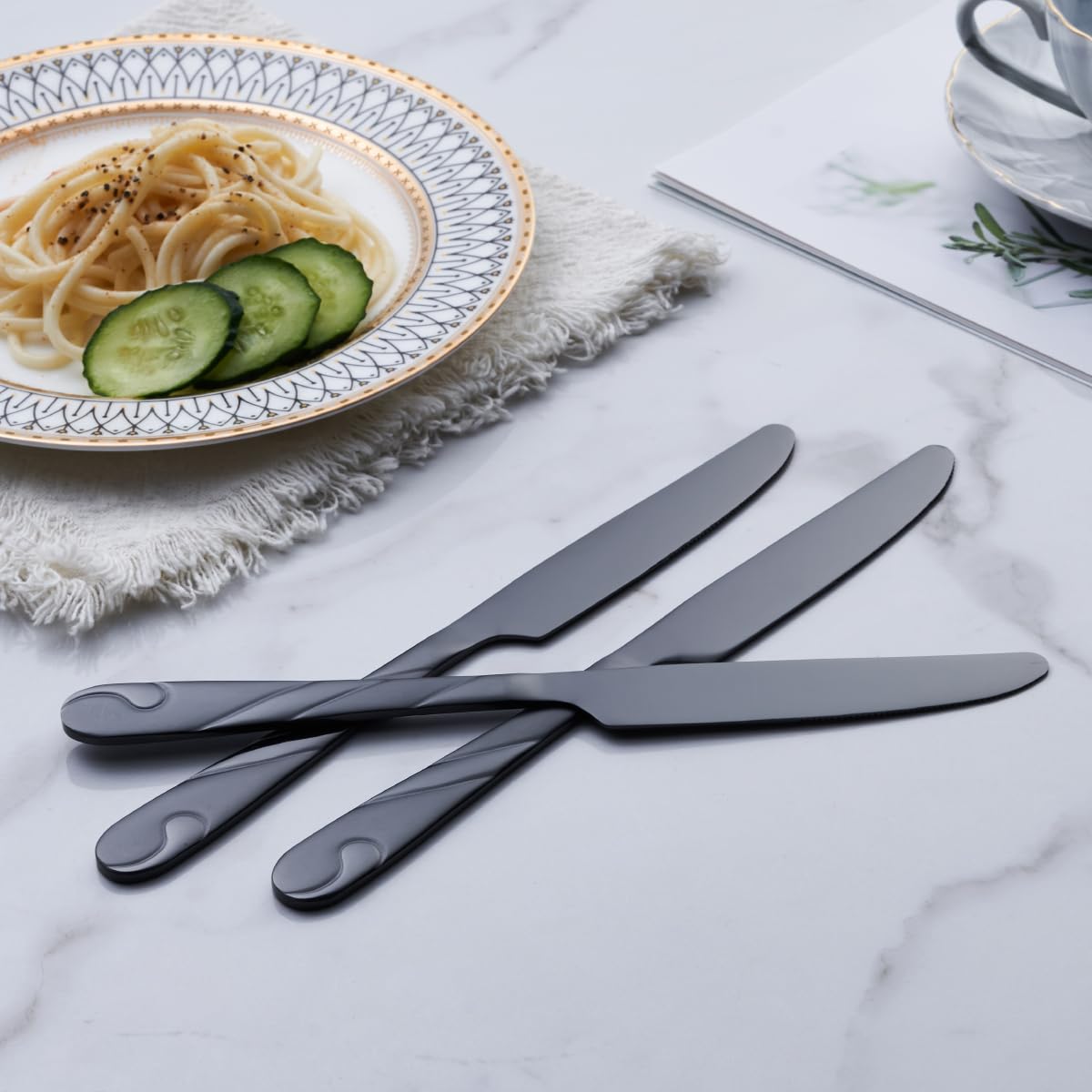 Seeshine black silverware set 8 teaspoons ideal for tea service and small bites.
