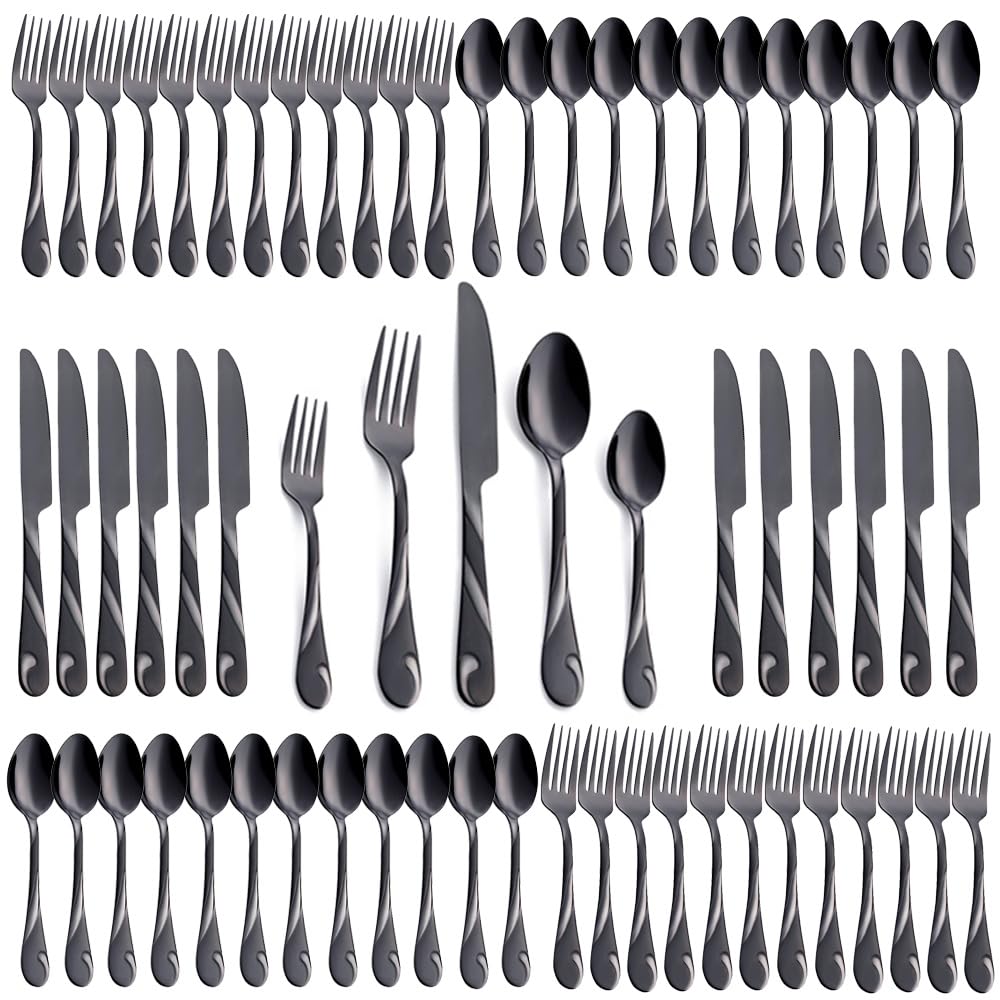 Seeshine Black Silverware Set knife with durable mirror finish for elegant dining