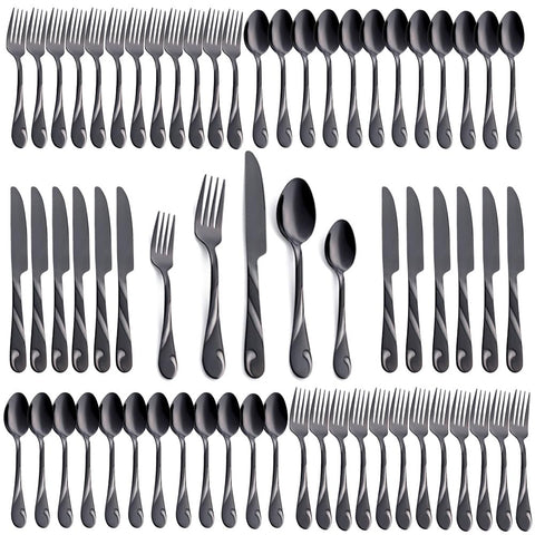 Seeshine Black Silverware Set knife with durable mirror finish for elegant dining