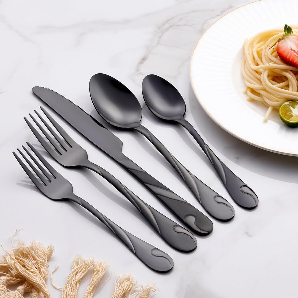 Seeshine Black Silverware Set spoon for everyday meals