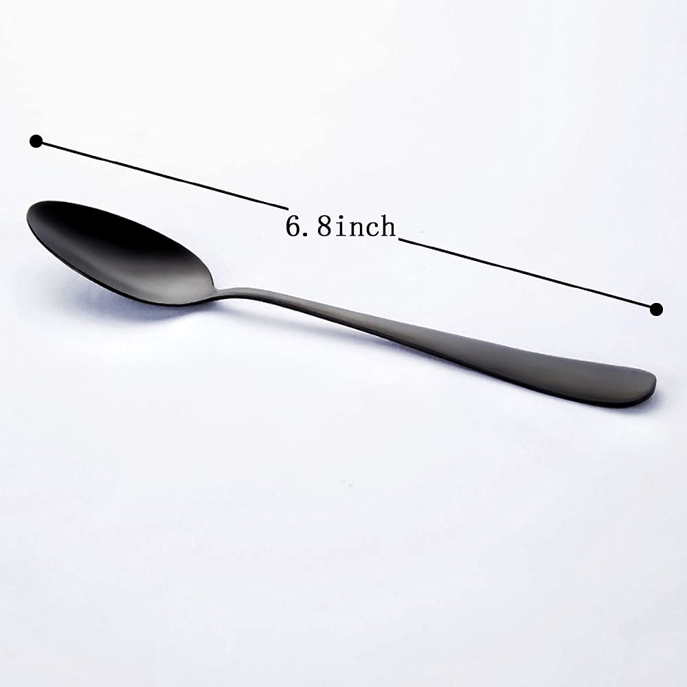 Seeshine round-handle matte-black spoon, balanced weight for smooth scooping.