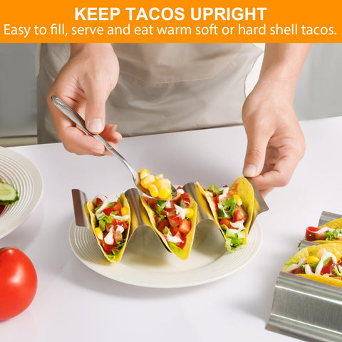 SeewtLice stainless-steel taco stands showcase durable, dishwasher-safe design.