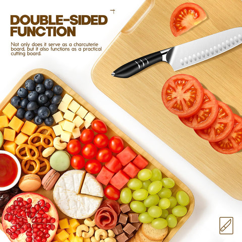 SEFILENCE bamboo cutting surface 14x11 provides ample prep space.