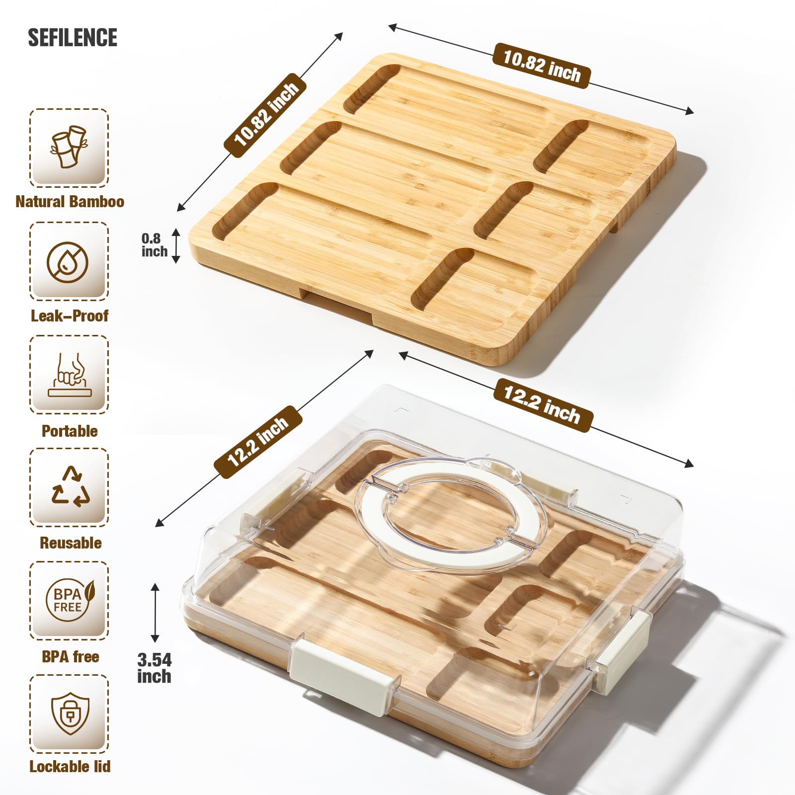 SEFILENCE bamboo smooth surface shows durable craftsmanship for stylish serving.