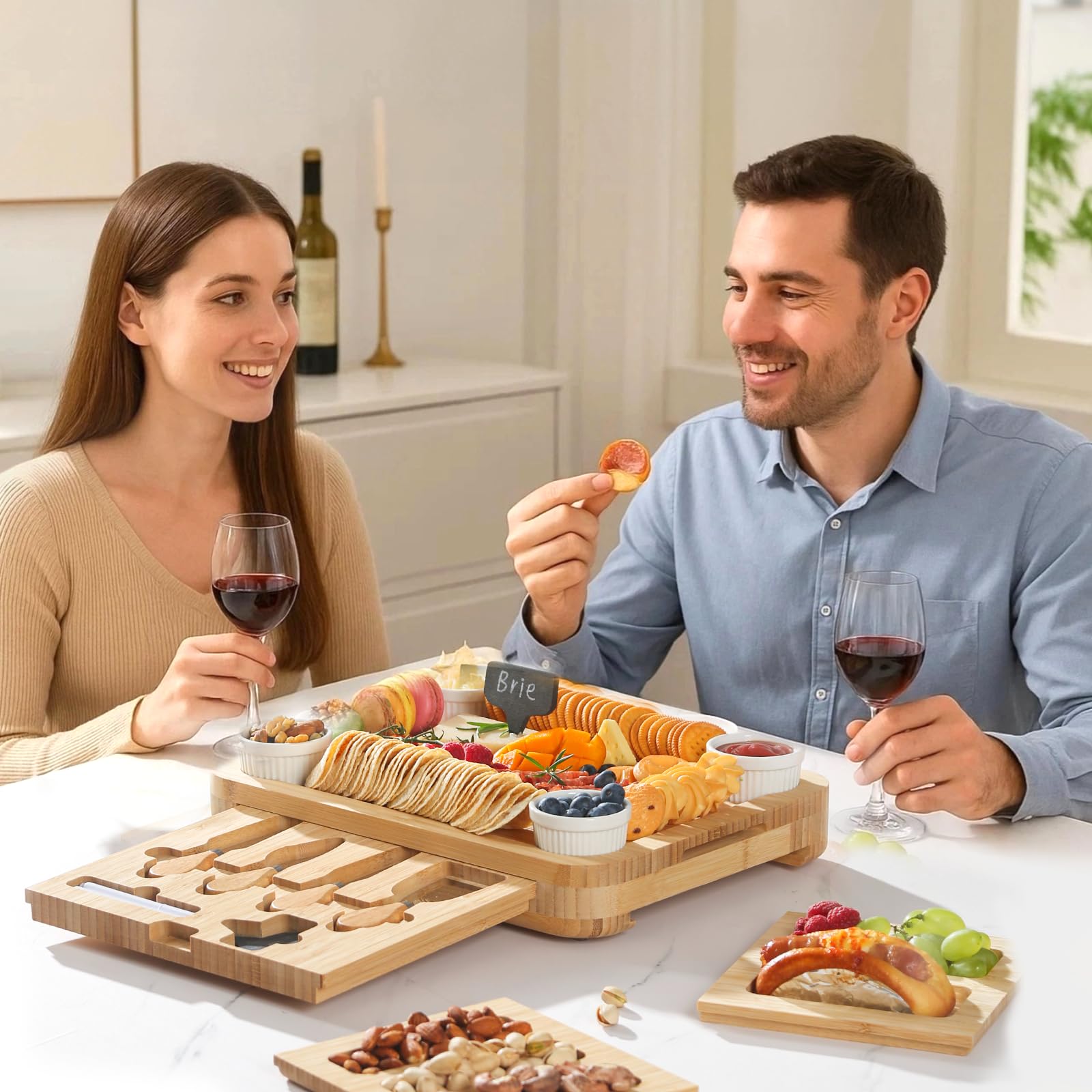 SEFILENCE cheese knives and utensils included for easy serving