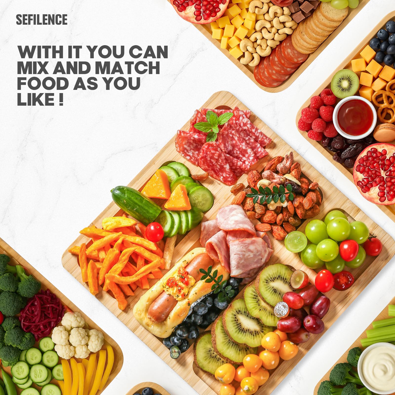 SEFILENCE dual-side board allows cutting and serving in one unit.
