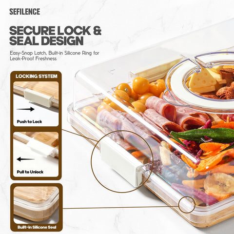 SEFILENCE six-compartment tray keeps meats and cheeses neatly organized at gatherings.