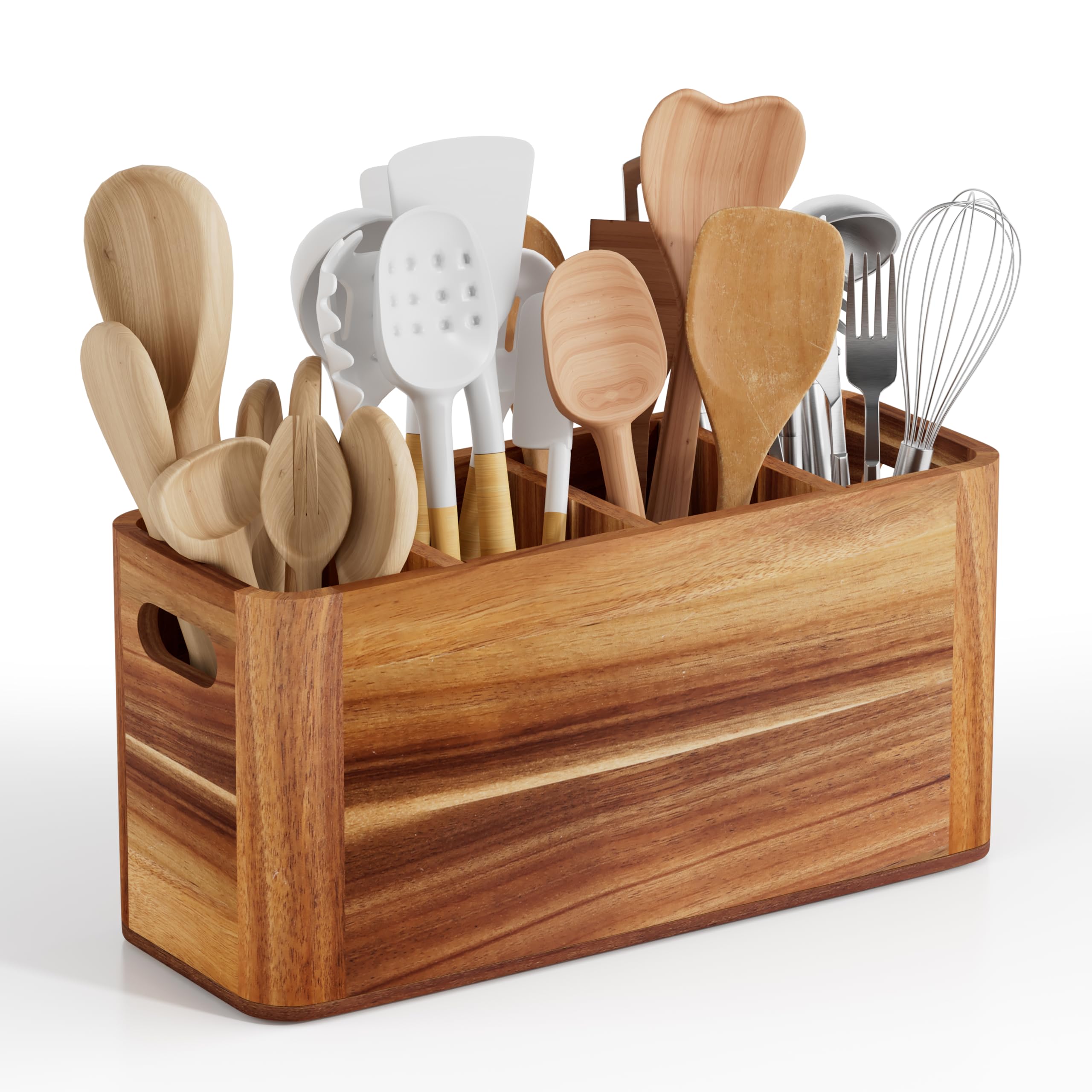 Segtenant four-compartment utensil holder on counter for organized tools.