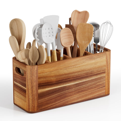 Segtenant four-compartment utensil holder on counter for organized tools.
