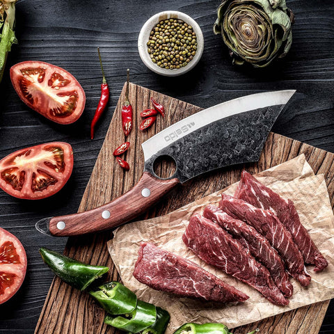 Seido Knives Hakai vegetable dicing scene highlighting clean, even cuts.