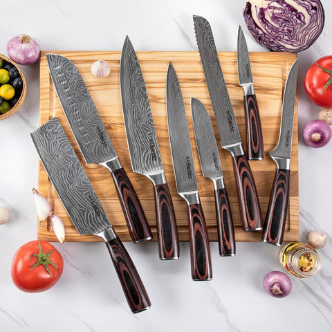 Seido Knives pakkawood handles for comfortable control