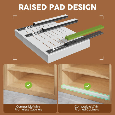 Seinloes adhesive raising pad demonstrates door-frame-friendly installation.