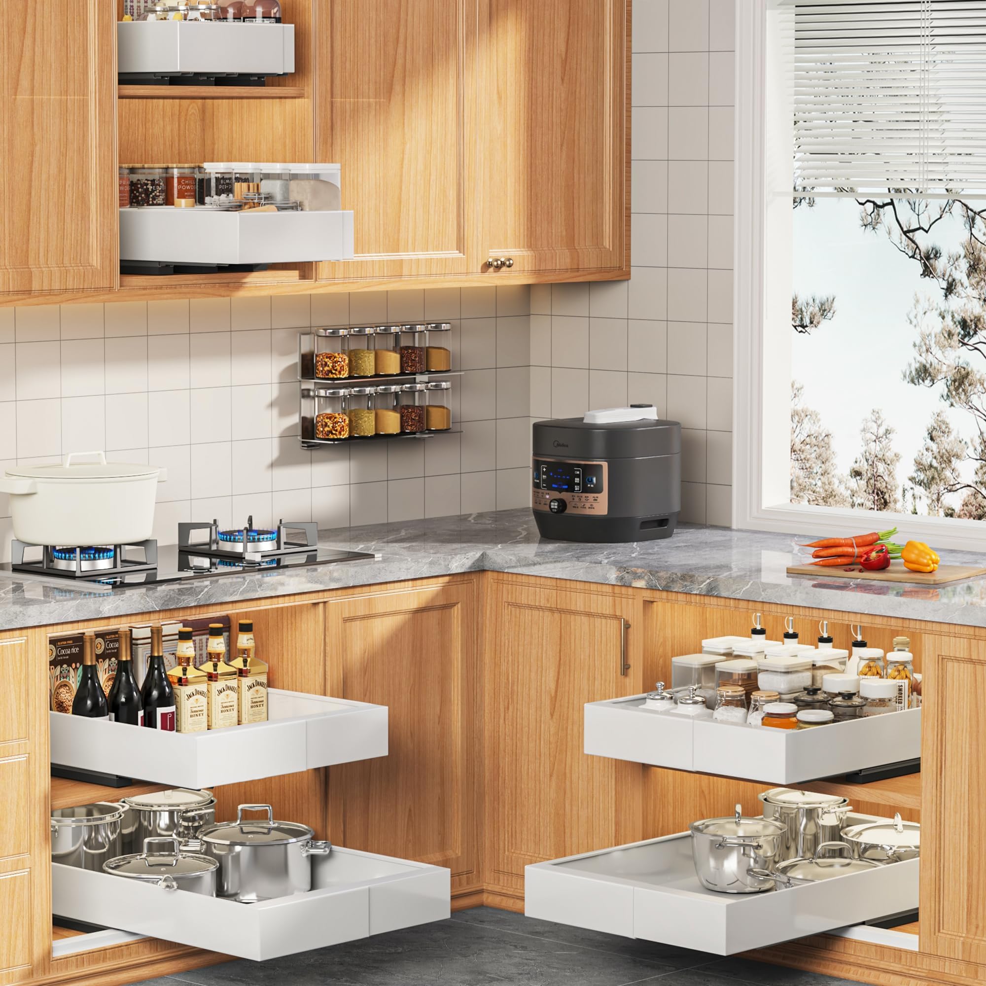 Seinloes adjustable width from 9 to 14.1 inches fits various cabinets.