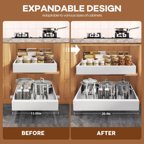 Seinloes four-divider racks keep pots, pans, and bakeware neatly organized