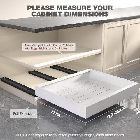 Seinloes expandable width from 12.3 to 20.5 inches fits many cabinets.