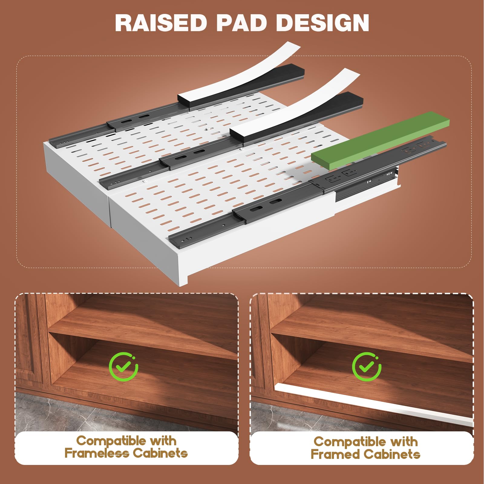 Seinloes pull-out cabinet organizer extended depth for easy reach