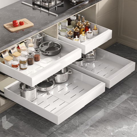 Seinloes full-extension drawer makes items accessible at the back.
