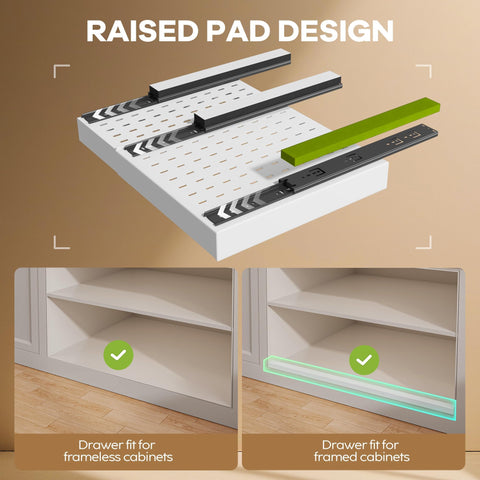 Seinloes raising pad for framed cabinets improves compatibility and stability.