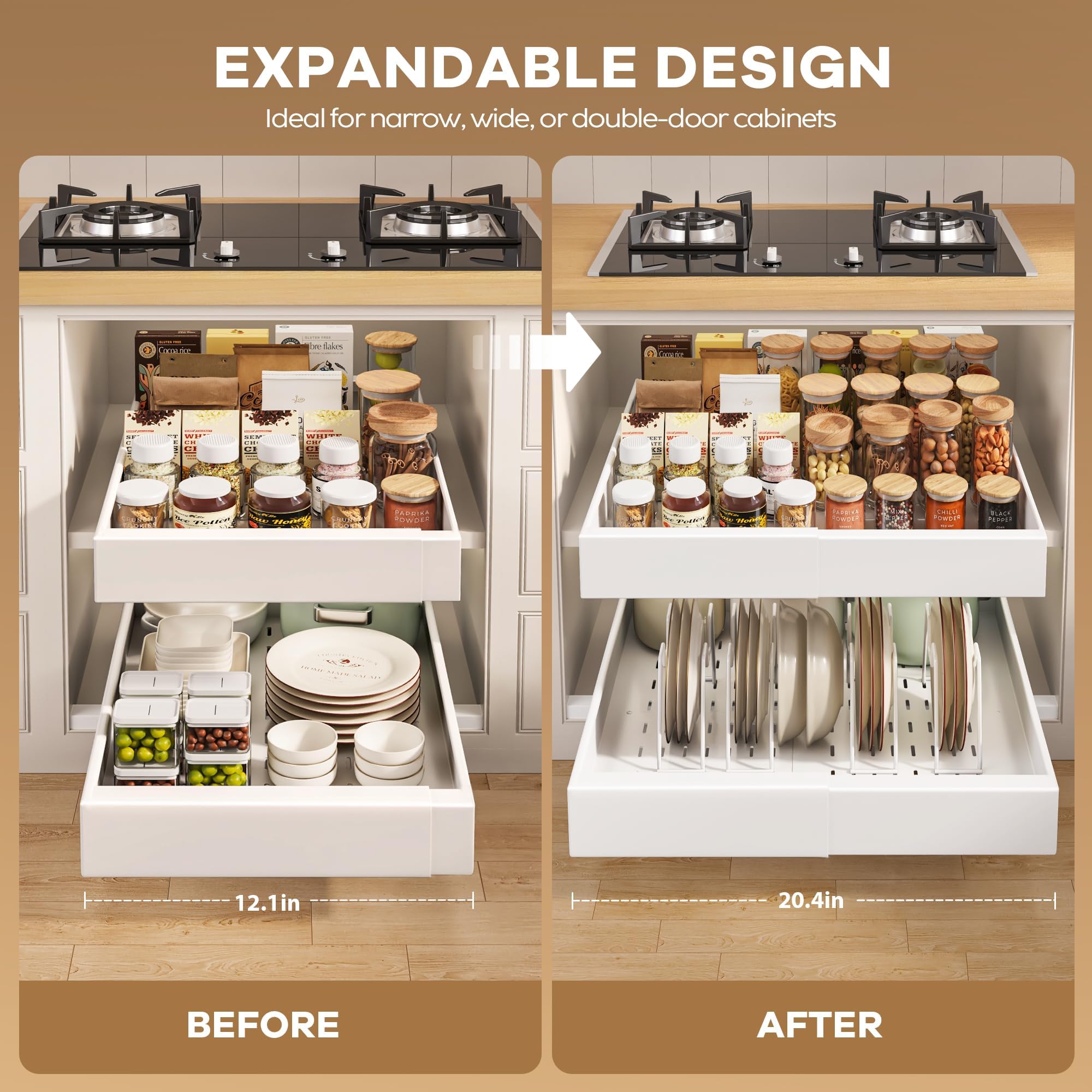 Seinloes raising pads for framed cabinets enable installation without misalignment.