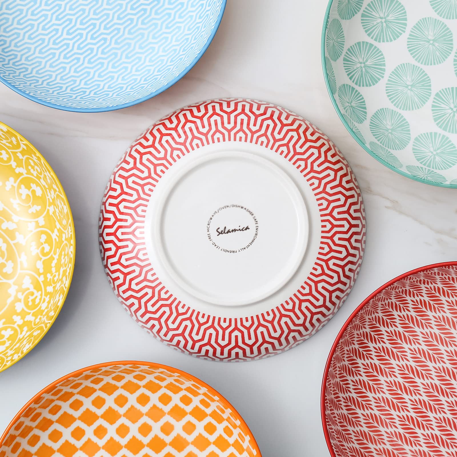 Selamica bowls color variety display enhances dining presentation.