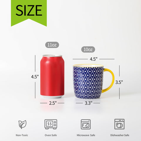 Selamica coffee mugs with various patterns adding color and style