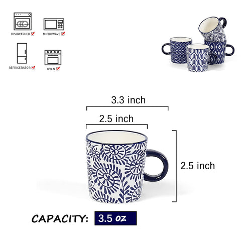 Selamica demitasse cups with an easy-grip handle for a controlled pour.