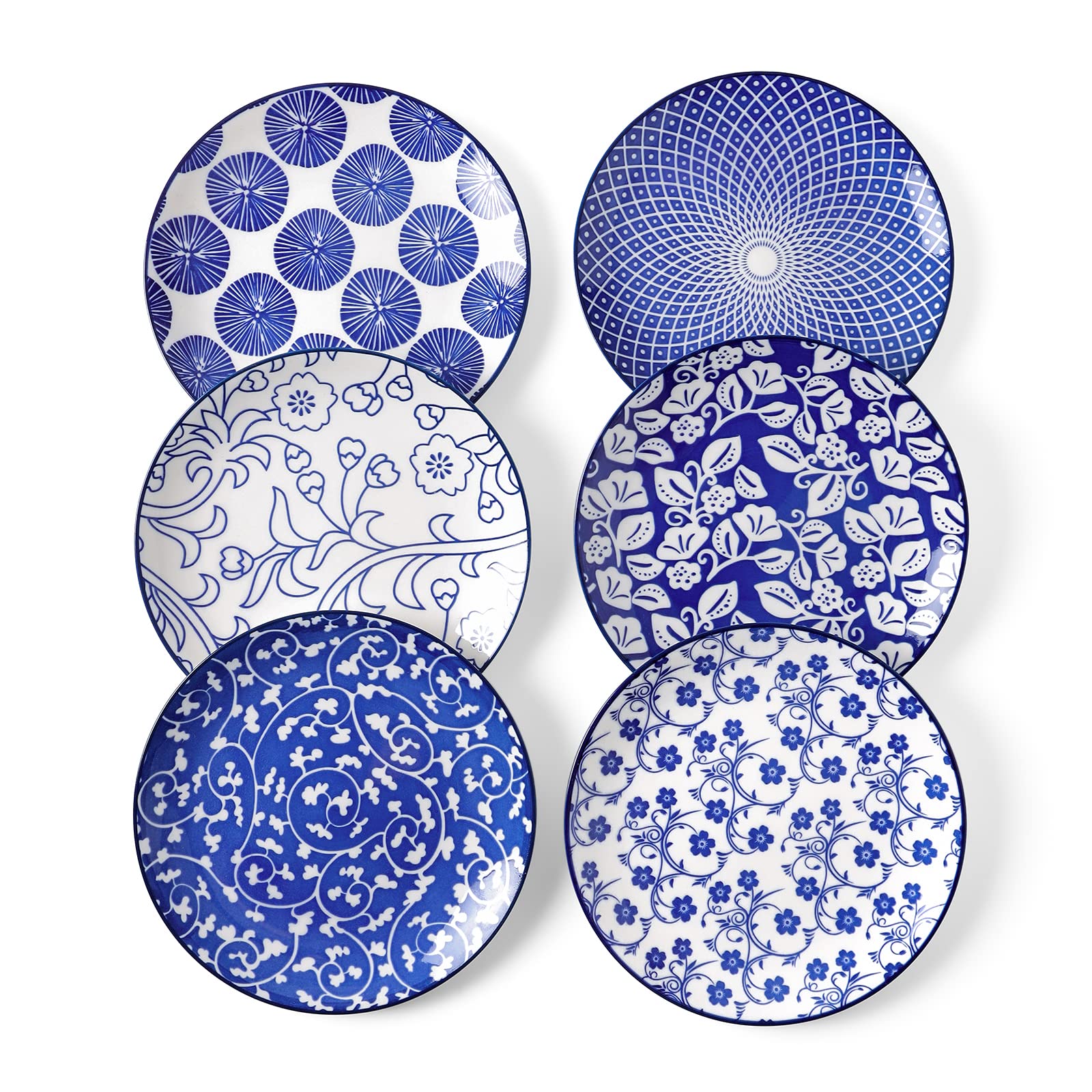 Selamica 6-inch dessert plate with flower pattern, ideal for elegant desserts.