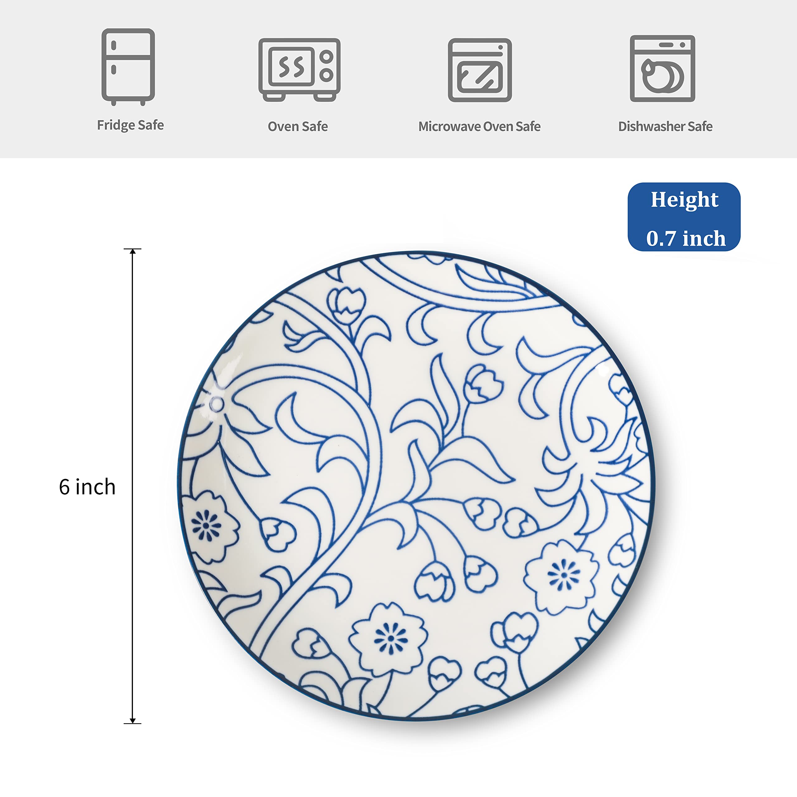 Selamica 6-inch dessert plate featuring geometric pattern, great for appetizers and salads.