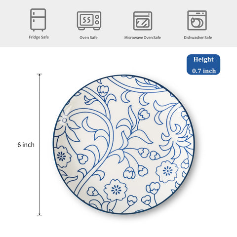 Selamica 6-inch dessert plate featuring geometric pattern, great for appetizers and salads.