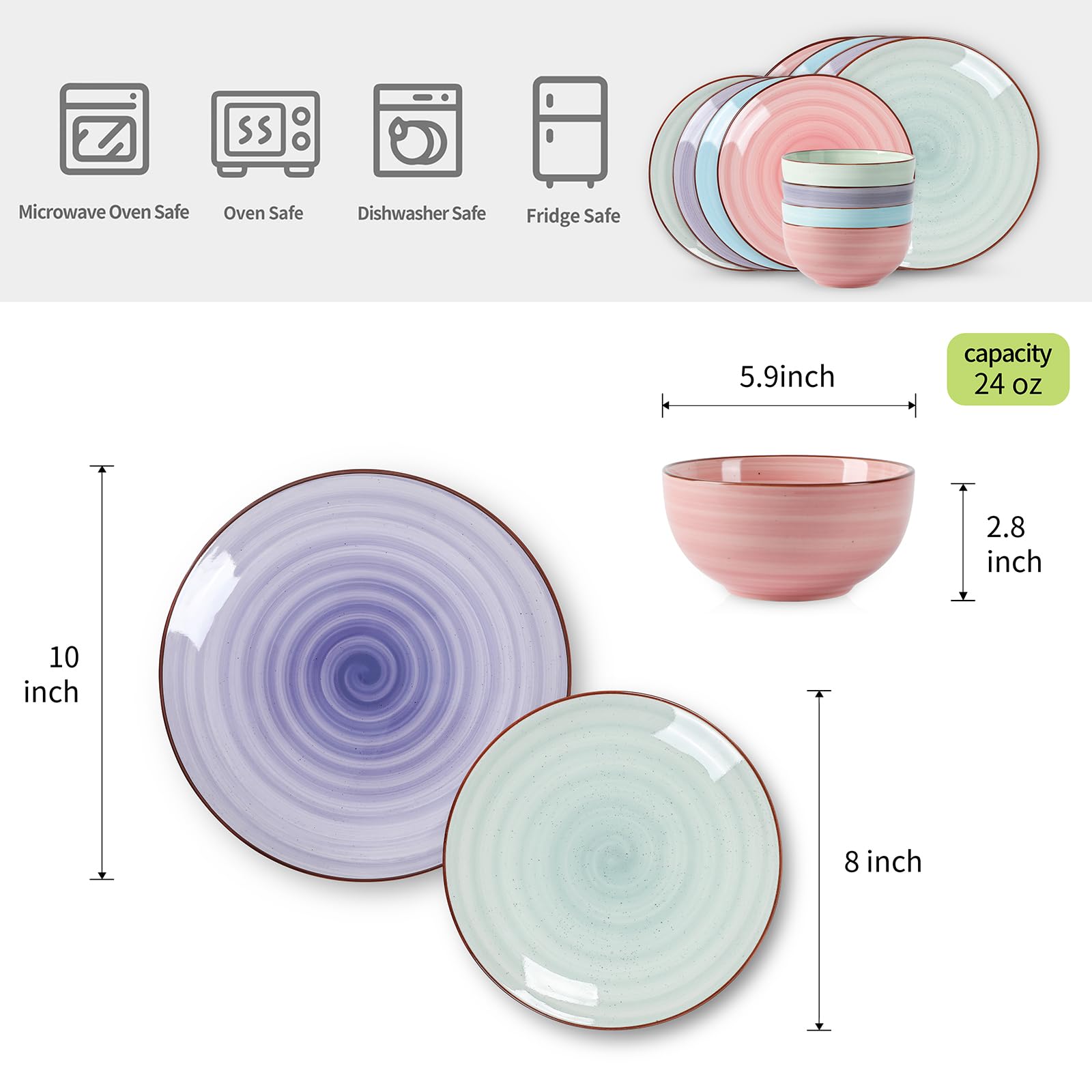 Selamica dinnerware is dishwasher and microwave safe for easy cleanup.
