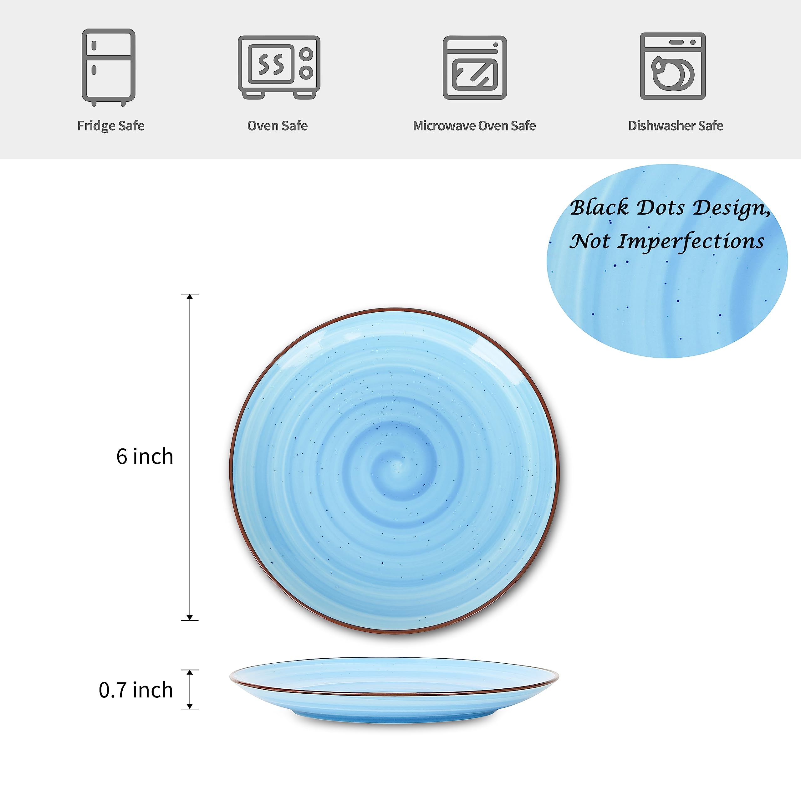 Selamica gradient blue dessert plate 6inch with vibrant colors ideal for presenting appetizers.