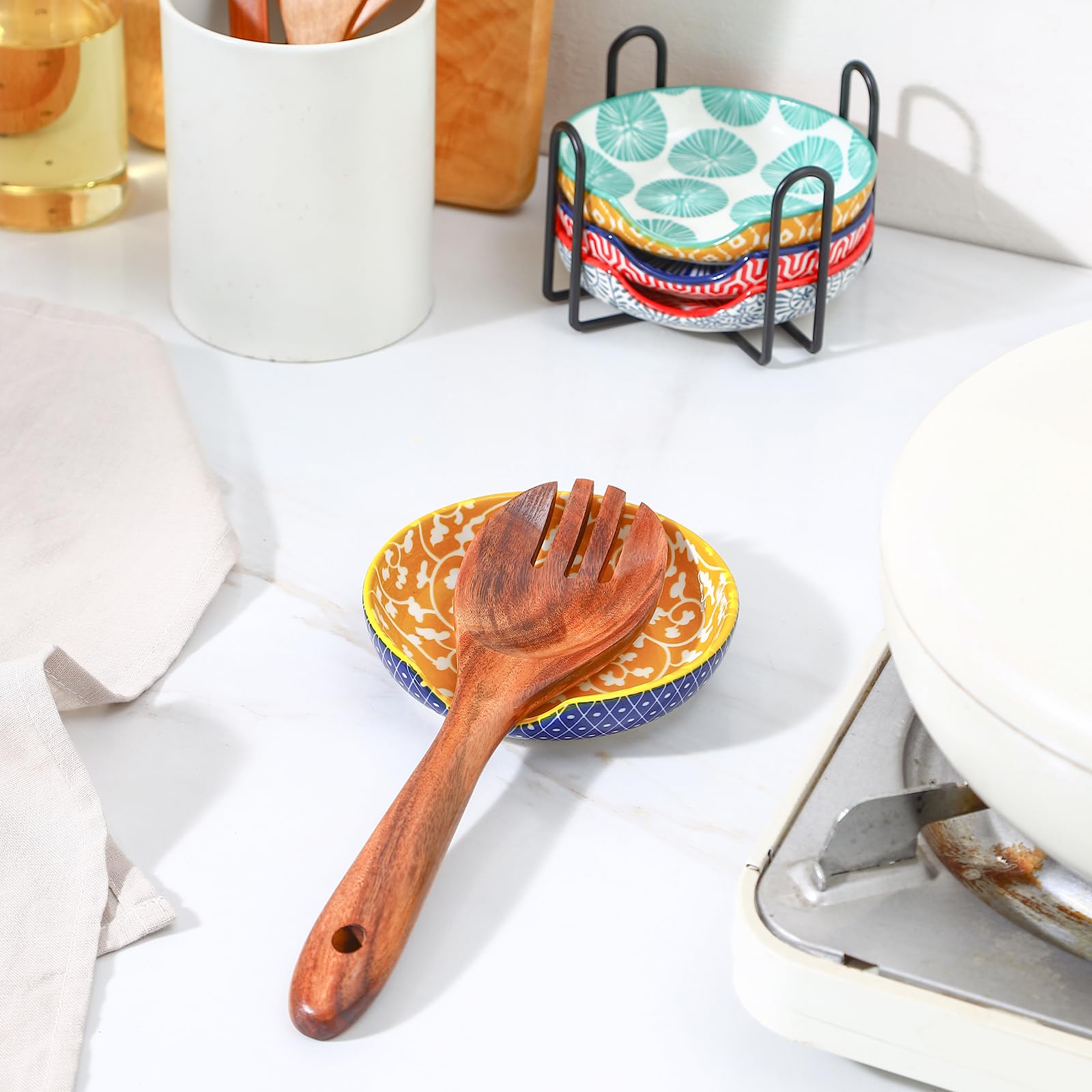 Selamica metal holder supports rests, keeping utensils organized and accessible