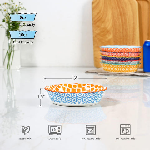 Selamica 6-inch mini pie pan shows 10-ounce capacity for personal servings.