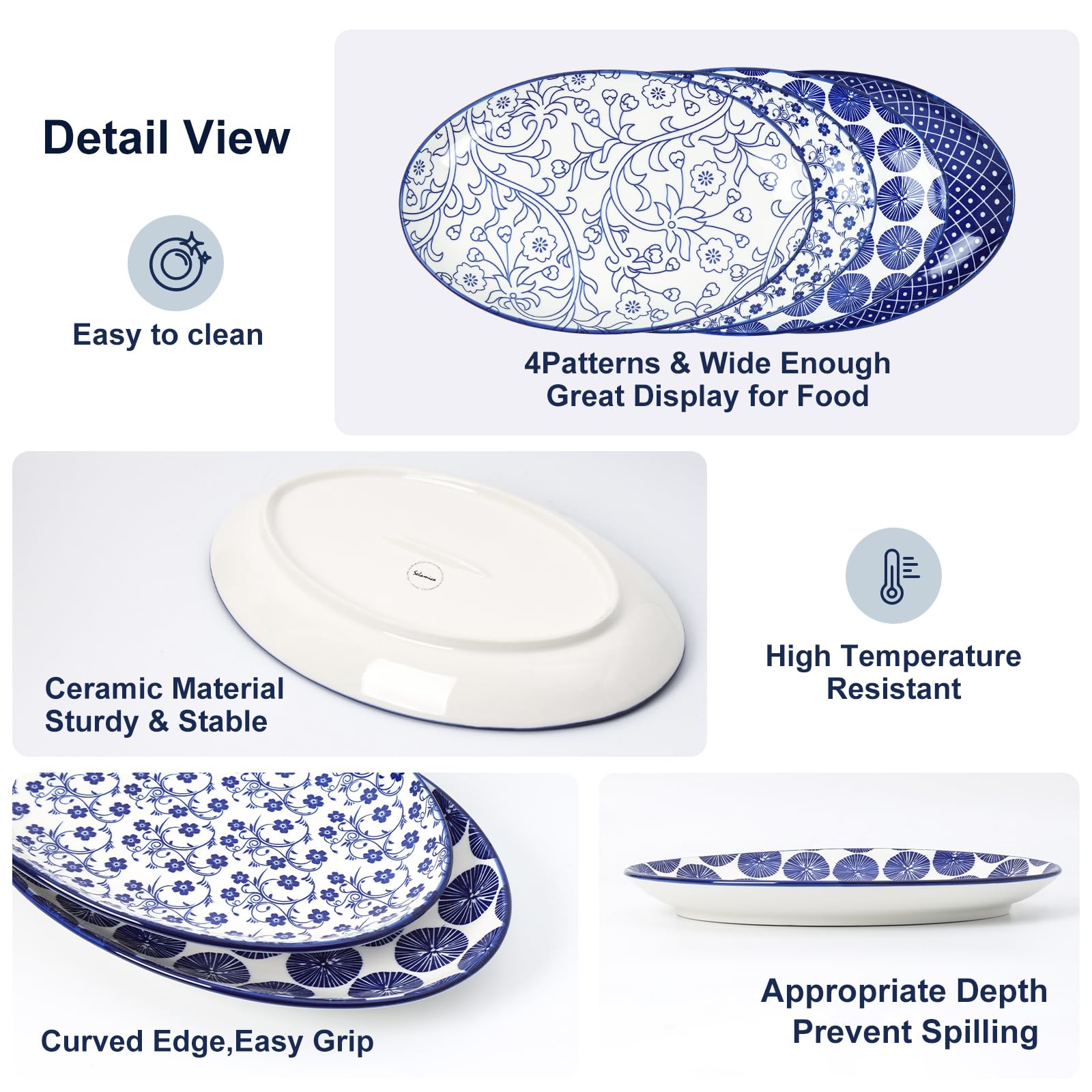 Selamica oval platters are stackable for easy storage and space-saving entertaining