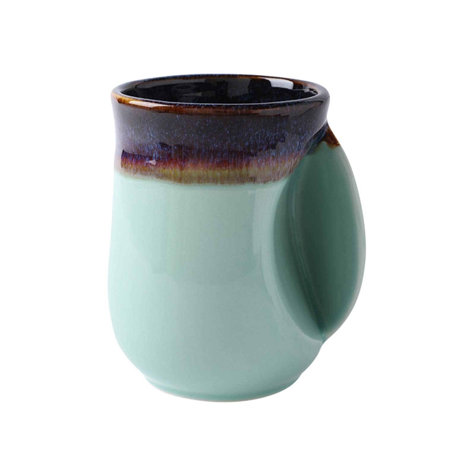 Selamica porcelain 18oz handwarmer mug mint with ergonomic pocket for warm hands.