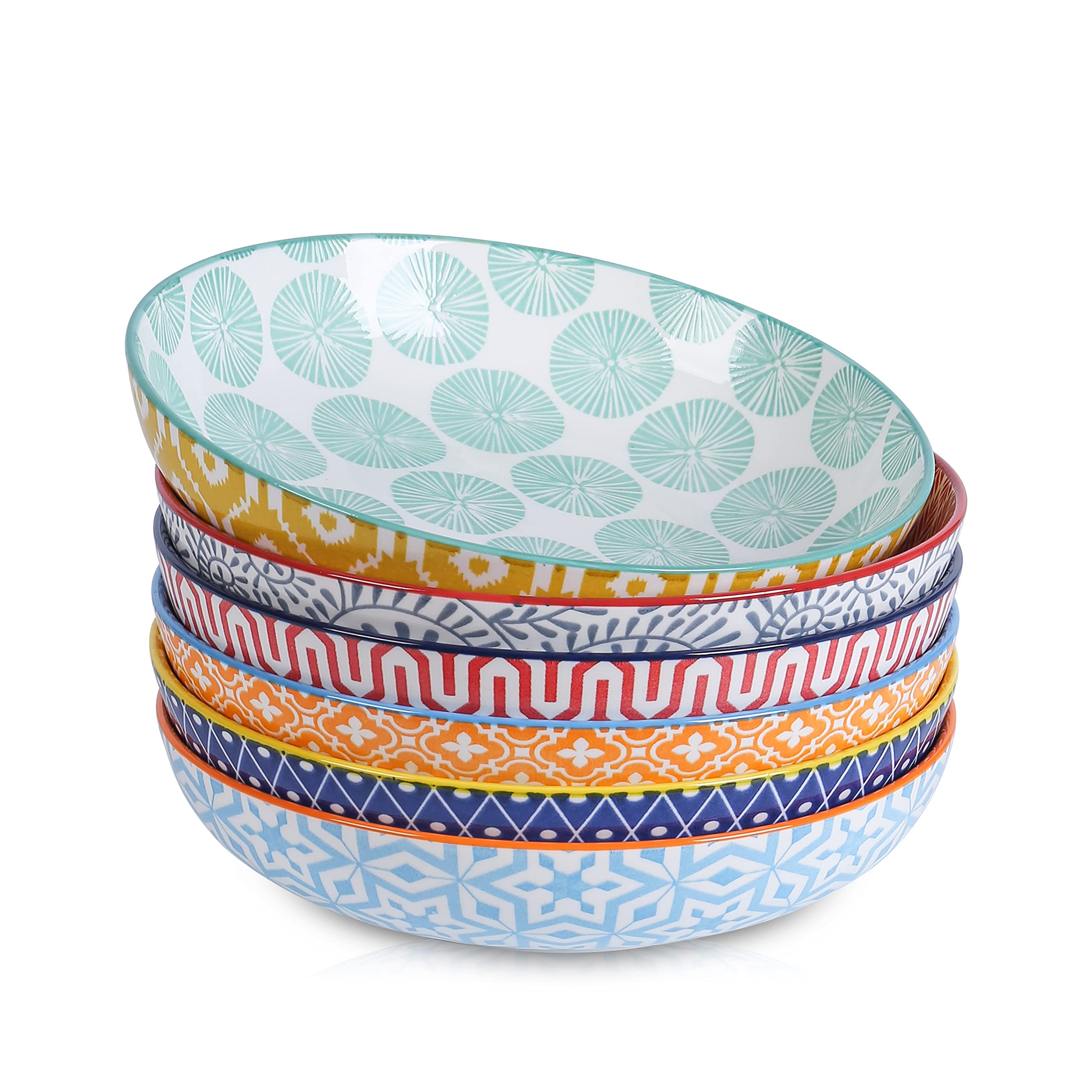 Selamica porcelain 26oz pasta bowls set6 for generous portions and easy serving.