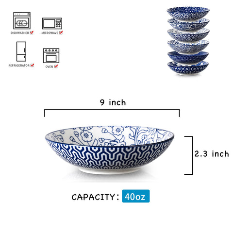 Selamica bowls feature vintage blue patterns for table decor.