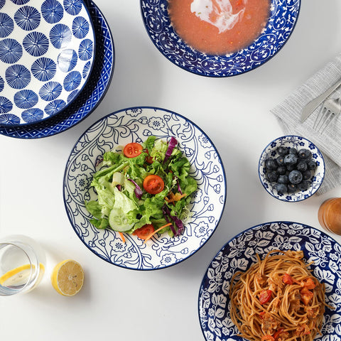 Selamica large serving bowls shown with dishes for entertaining.