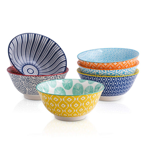 Selamica porcelain ice cream bowls set of 6, vibrant colors for delightful desserts.