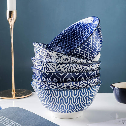 Selamica stackable porcelain bowls save cabinet space.