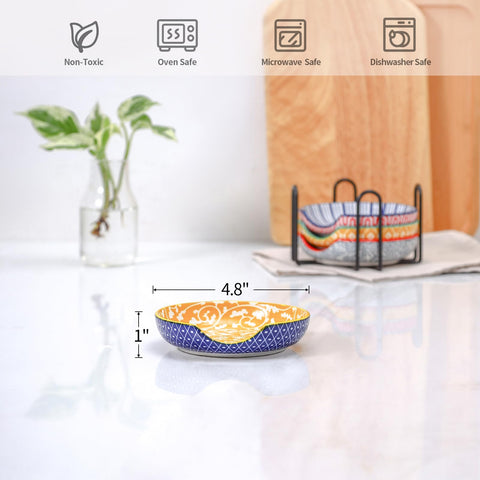 Selamica spoon rest with circular depression stabilizes spoons and ladles