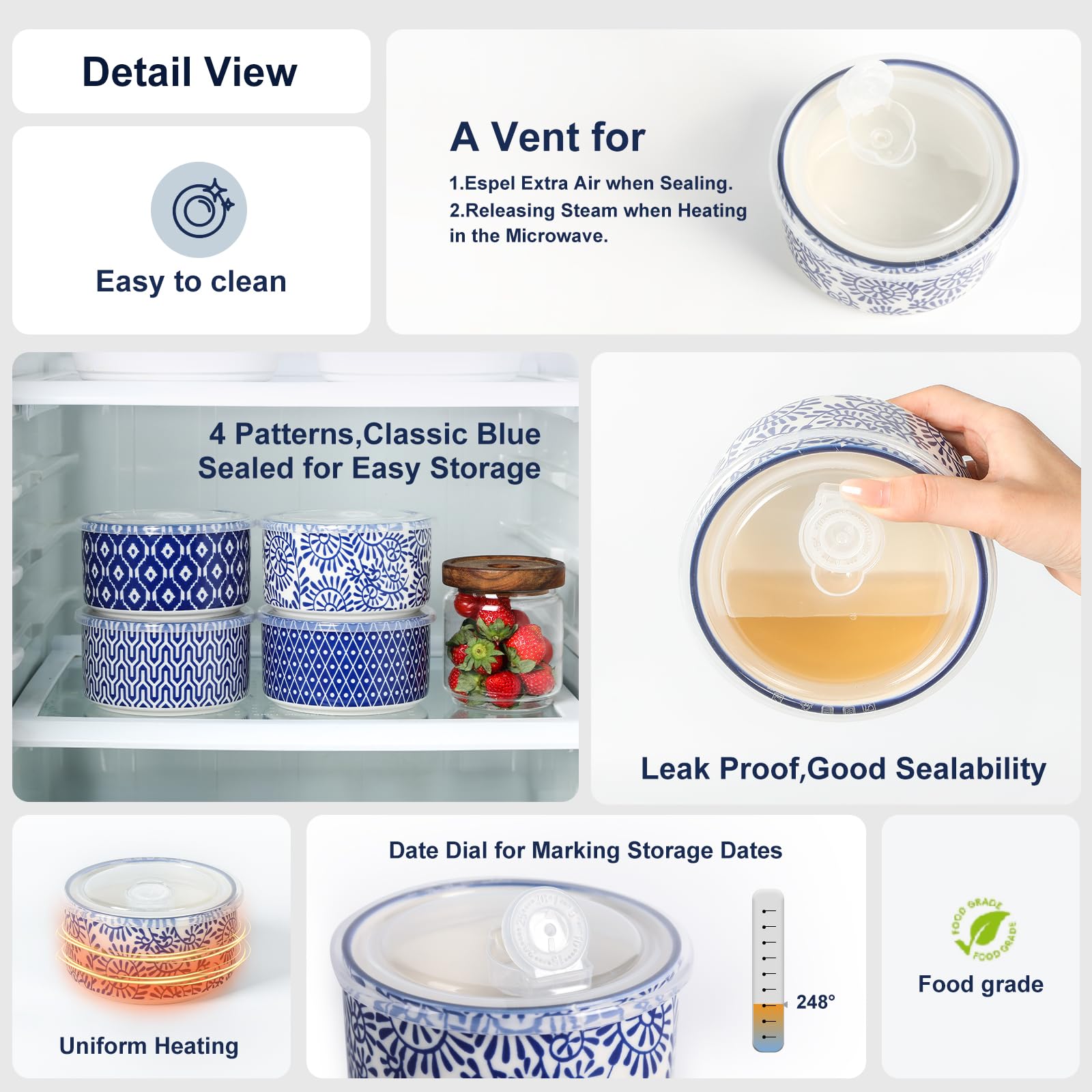 Selamica 4-pack stackable bowls save fridge and bag space.