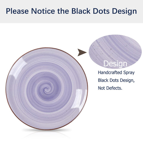 Close-up of Selamica swirl and spray black dots design.