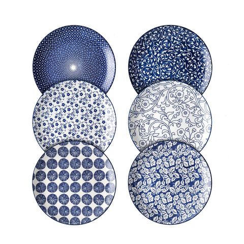 Selamica 10-inch porcelain dinner plate with vintage blue pattern for everyday dining