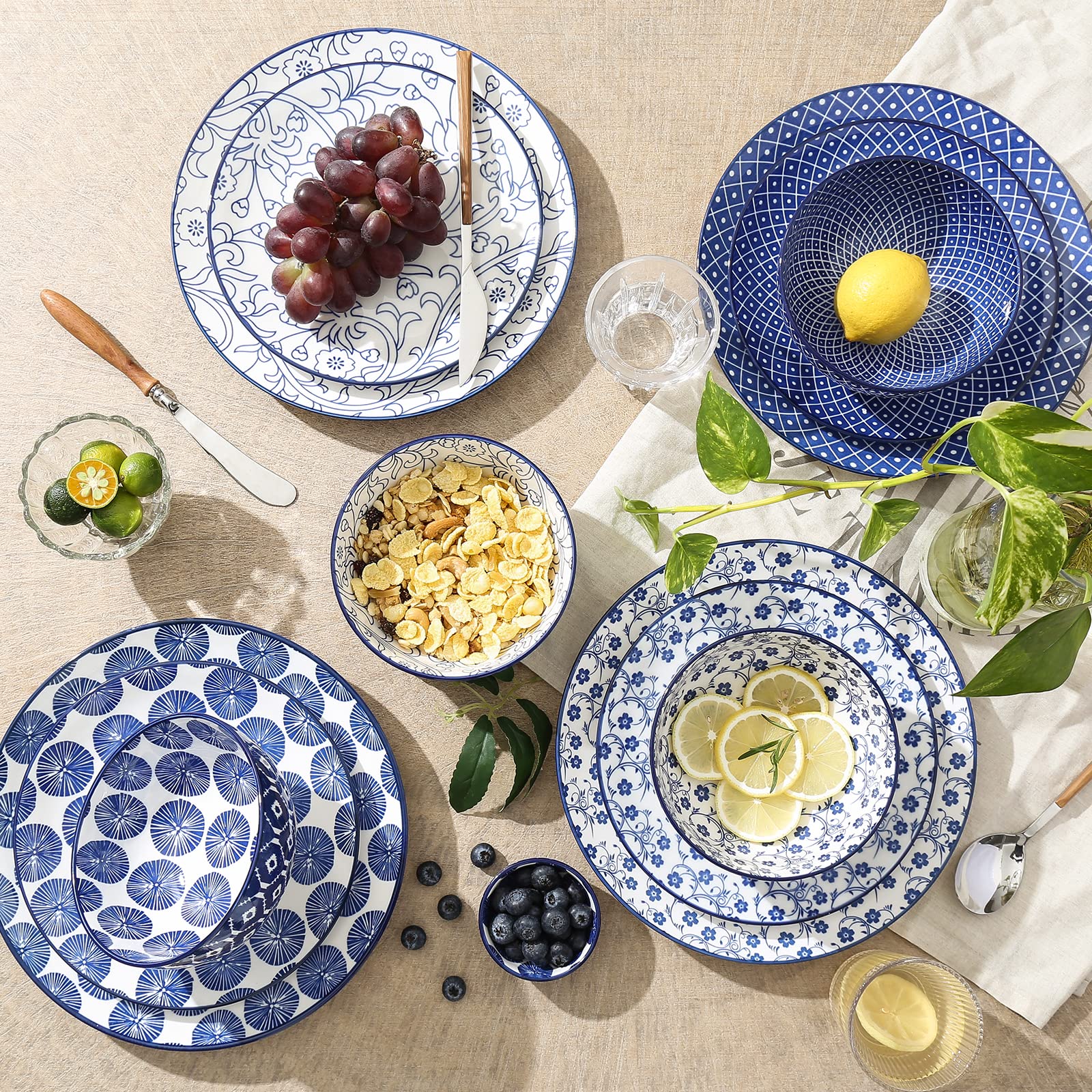 Selamica Vintage Blue 24oz soup bowl, perfect for cereals and soups
