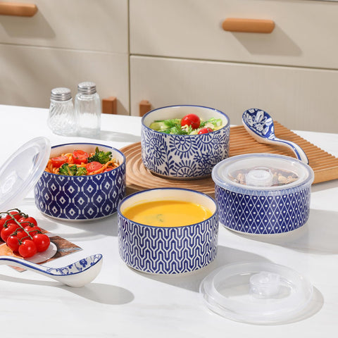 Selamica vintage blue design adds color to tables and storage.