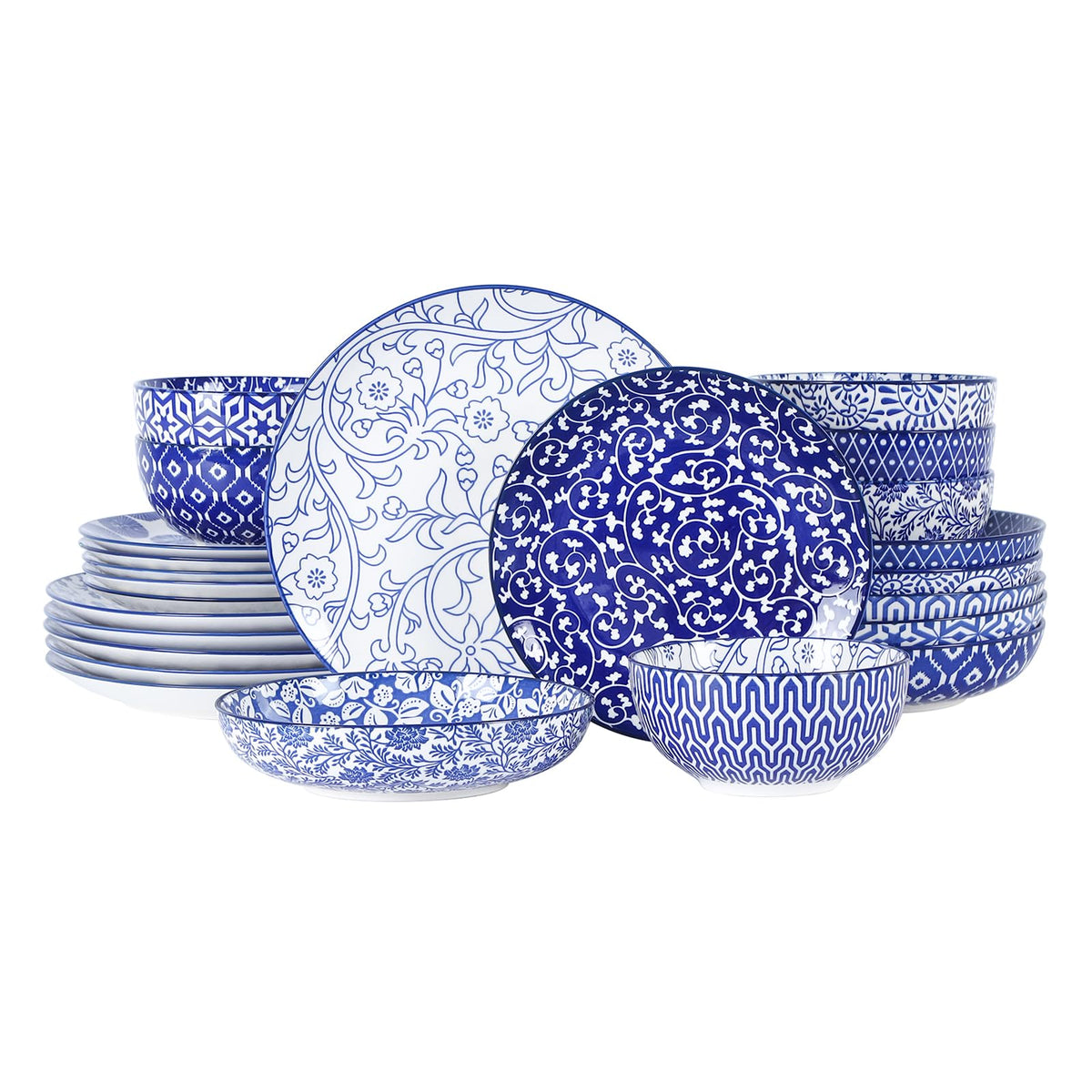 Selamica Vintage Blue 10-inch dinner plate for elegant everyday dining.